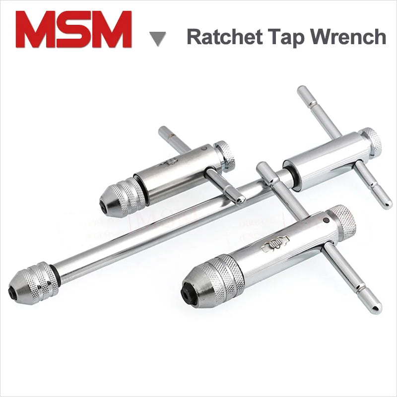 1 Pc MSM Reversible Lengthen T Shape Handle Ratchet Tap Wrench Long Type M3-M8 100x250 M5-M12 120x300 Adjustable Tap Wrench Tool
