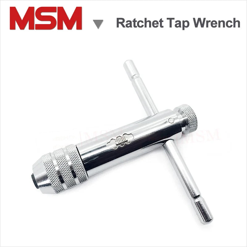1 Pc MSM Reversible T Type Handle Ratchet Tap Wrench M3-M8 85x100 M5-M12 110x120 For Tap Die Adjustable Tap Wrench Holder Tool