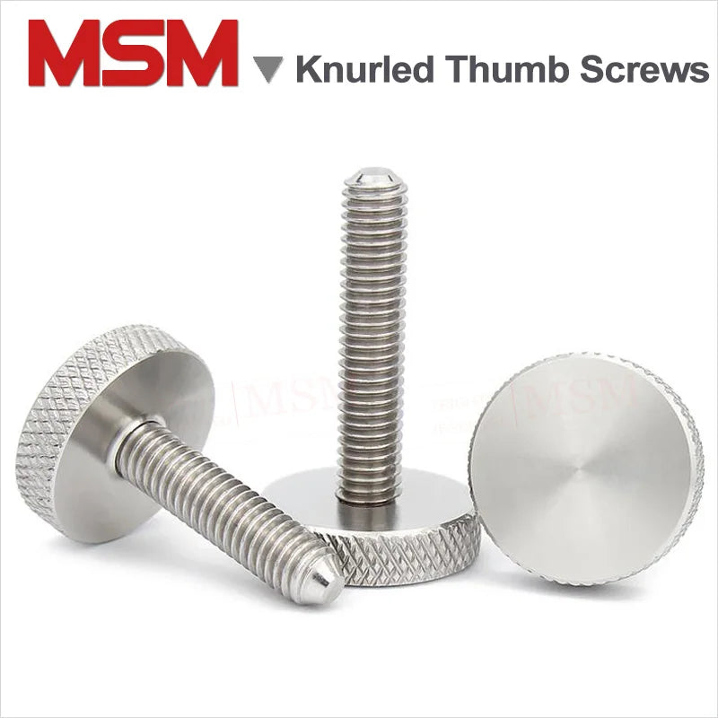 10/2 Pcs Stainless Steel Flat Head Knurled Thumb Screws Hand Tighten Knurled Screws Big Head M3 M4 M5 M6 M8 M10