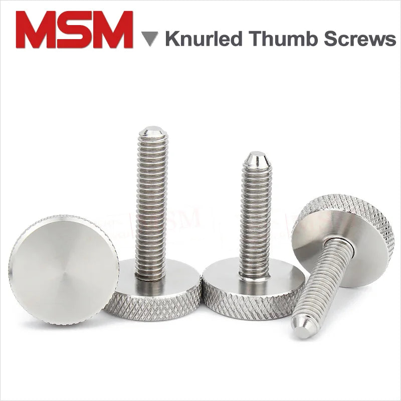 10/2 Pcs Stainless Steel Flat Head Knurled Thumb Screws Hand Tighten Knurled Screws Big Head M3 M4 M5 M6 M8 M10