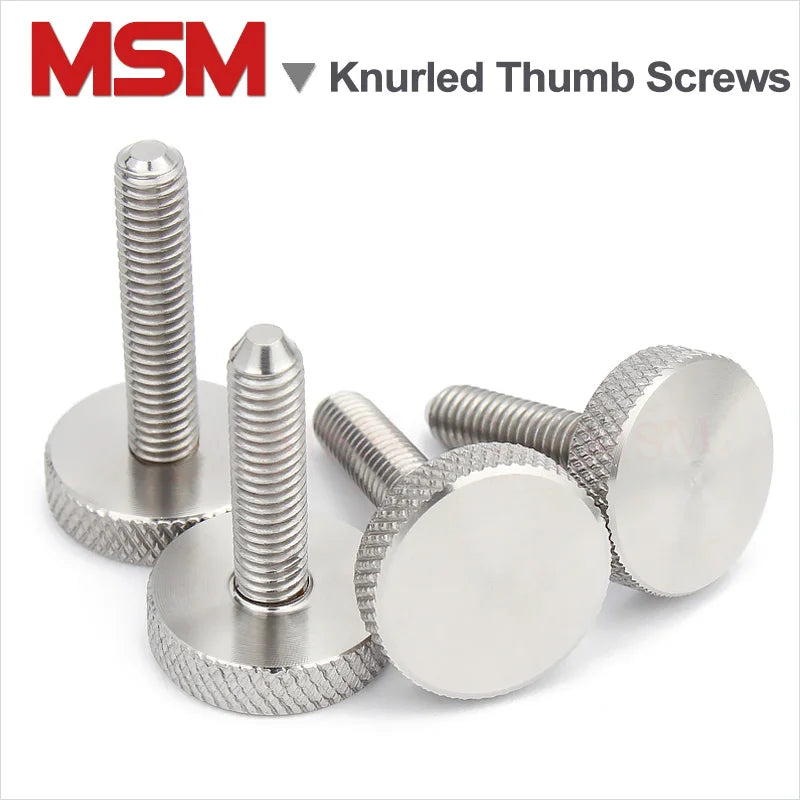 10/2 Pcs Stainless Steel Flat Head Knurled Thumb Screws Hand Tighten Knurled Screws Big Head M3 M4 M5 M6 M8 M10