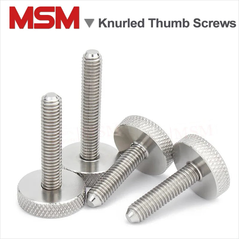 10/2 Pcs Stainless Steel Flat Head Knurled Thumb Screws Hand Tighten Knurled Screws Big Head M3 M4 M5 M6 M8 M10