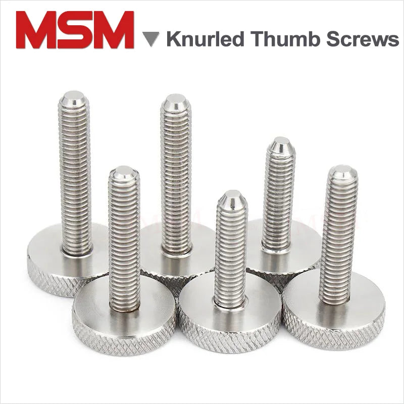10/2 Pcs Stainless Steel Flat Head Knurled Thumb Screws Hand Tighten Knurled Screws Big Head M3 M4 M5 M6 M8 M10