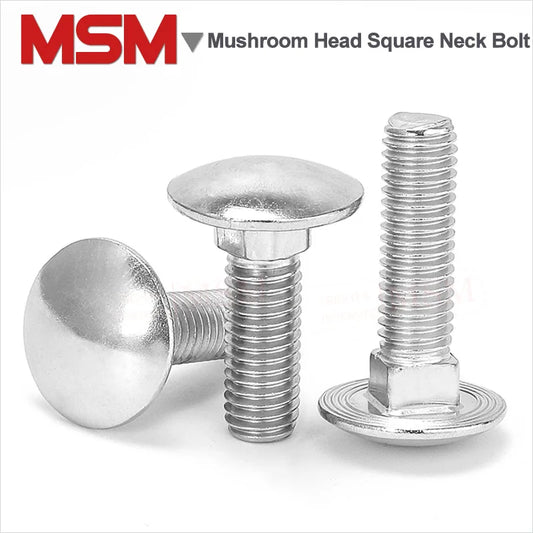 10/4 Pcs Stainless Steel Truss Round Head Square Neck Carriage Screw M6 M8 M10 M12 Mushroom/Cup Head Square Neck Bolts
