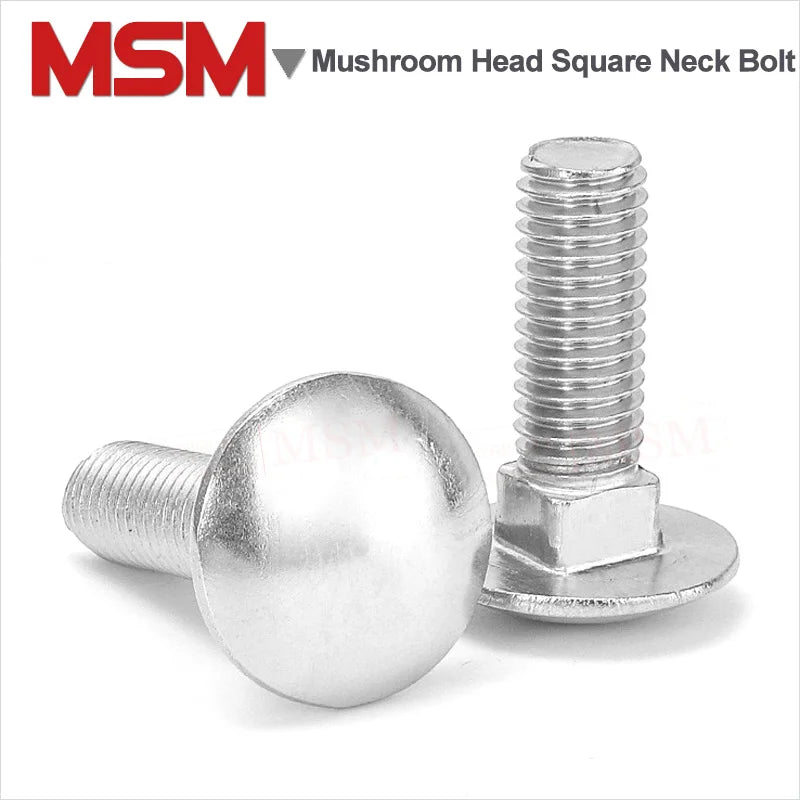 10/4 Pcs Stainless Steel Truss Round Head Square Neck Carriage Screw M6 M8 M10 M12 Mushroom/Cup Head Square Neck Bolts