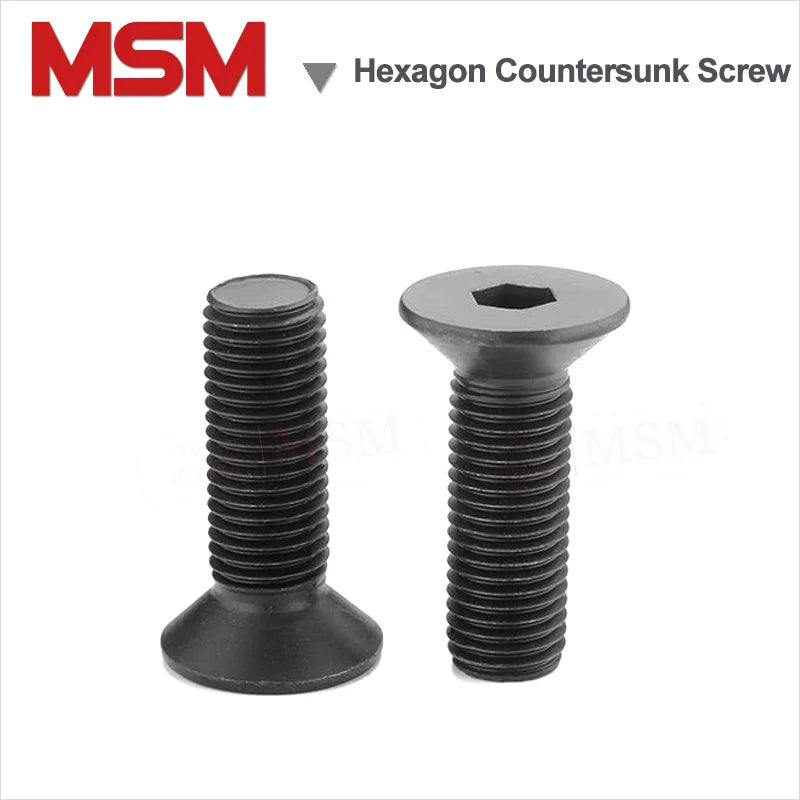 10/4Pcs High Strength Alloy Steel Hexagon Socket Head Flat Countersunk Screw Allen Black Bolt Din7991 M10/12/16/20 Length 16~100