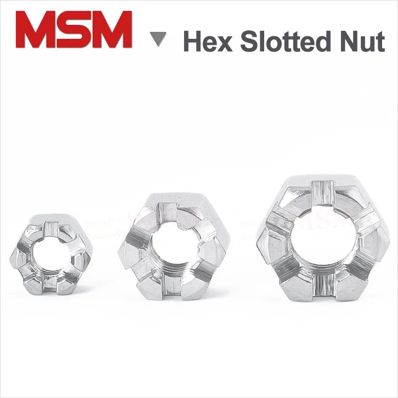 10/5 Pcs Stainless Steel Hexagon Slotted And Castle Nuts GB6181 & GB6178 M6 M8 M10 M12 M16 M18 M20 M24 M27 M30