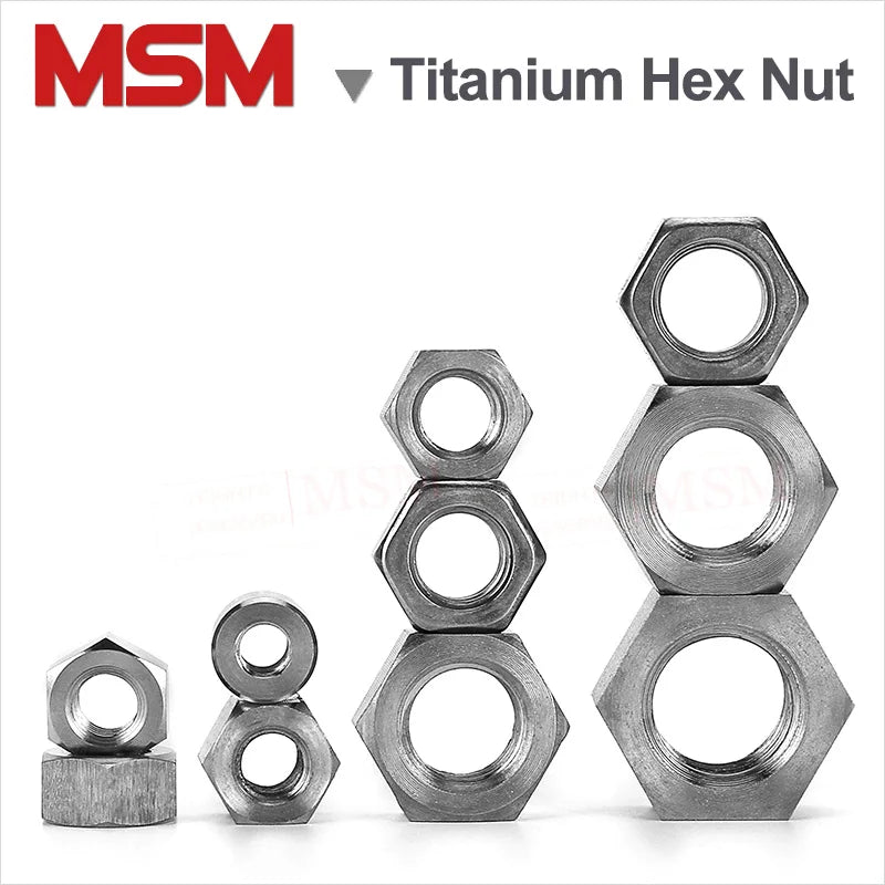 10/5Pc Acid Alkali Resistant Corrosion Pure Titanium TA2 Hexagon Nut External Hex Nut M1.6/2/2.5/3/4/5/6/8/10/12/16/18/20/22/24