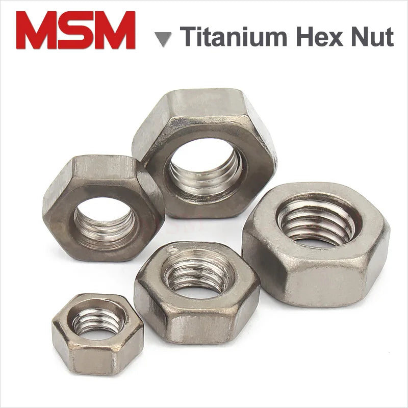 10/5Pc Acid Alkali Resistant Corrosion Pure Titanium TA2 Hexagon Nut External Hex Nut M1.6/2/2.5/3/4/5/6/8/10/12/16/18/20/22/24