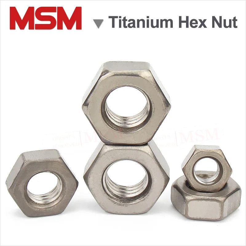 10/5Pc Acid Alkali Resistant Corrosion Pure Titanium TA2 Hexagon Nut External Hex Nut M1.6/2/2.5/3/4/5/6/8/10/12/16/18/20/22/24