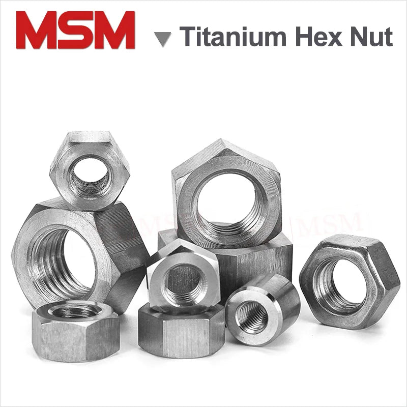 10/5Pc Acid Alkali Resistant Corrosion Pure Titanium TA2 Hexagon Nut External Hex Nut M1.6/2/2.5/3/4/5/6/8/10/12/16/18/20/22/24