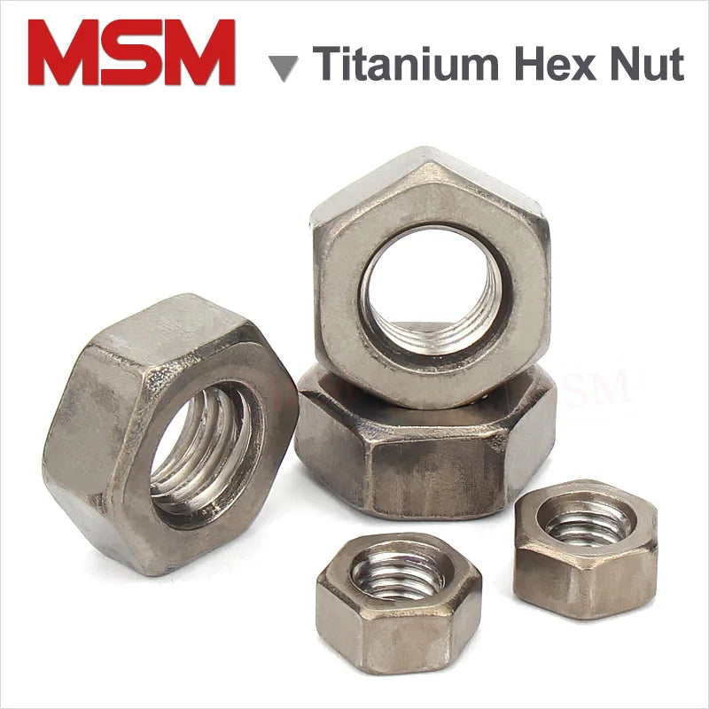 10/5Pc Acid Alkali Resistant Corrosion Pure Titanium TA2 Hexagon Nut External Hex Nut M1.6/2/2.5/3/4/5/6/8/10/12/16/18/20/22/24