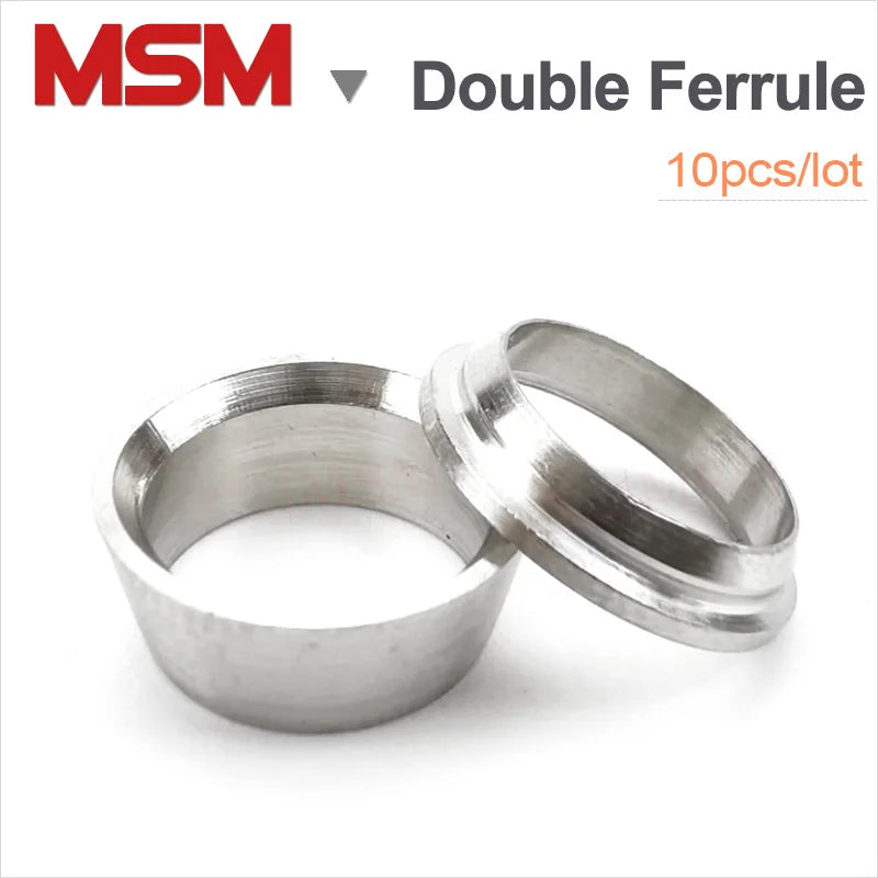 10 PCS Stainless Steel Double Ferrule For Compression Union Connector 3/4/6/8/10/12/14/16/18/20/22mm Compression Sleeve Ferrule