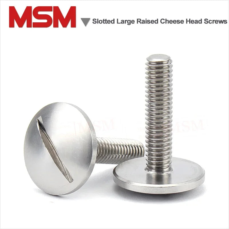 10 Pcs Stainless Steel Slotted Large Raised Cheese Head Screws Extra Large Slotted Truss Round Head Bolt Pan Screw M2 M2.5 M3 M5