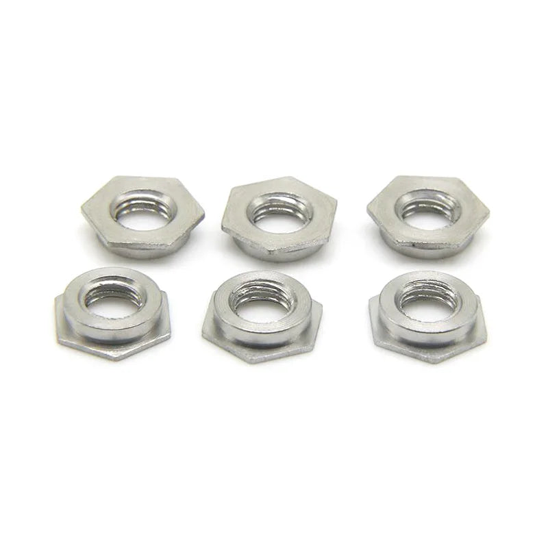 100 Pcs Stainless Steel Flush Nuts M2 M2.5 M3 M4 M5 M6 Pressure Inserted Hex Flat Nut Riveted Self-clinching Nut