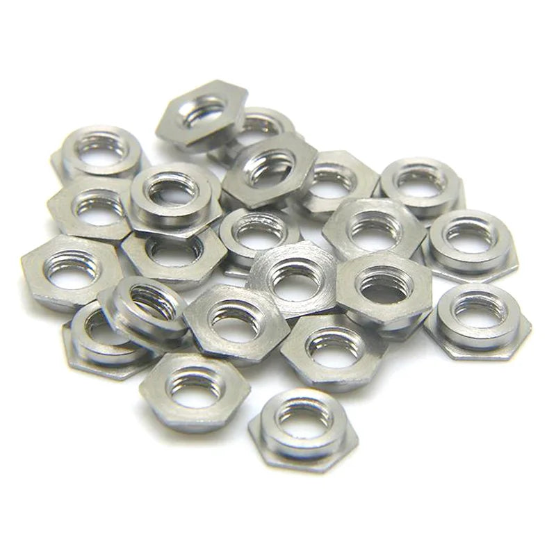 100 Pcs Stainless Steel Flush Nuts M2 M2.5 M3 M4 M5 M6 Pressure Inserted Hex Flat Nut Riveted Self-clinching Nut
