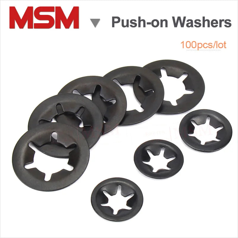100PCS 65Mn Push-on Locking Washers Speed Clips Internal Tooth Spring Washers Starlock Nut M3 M4 M5 M6 M8 M10 M12 Bearing clamp