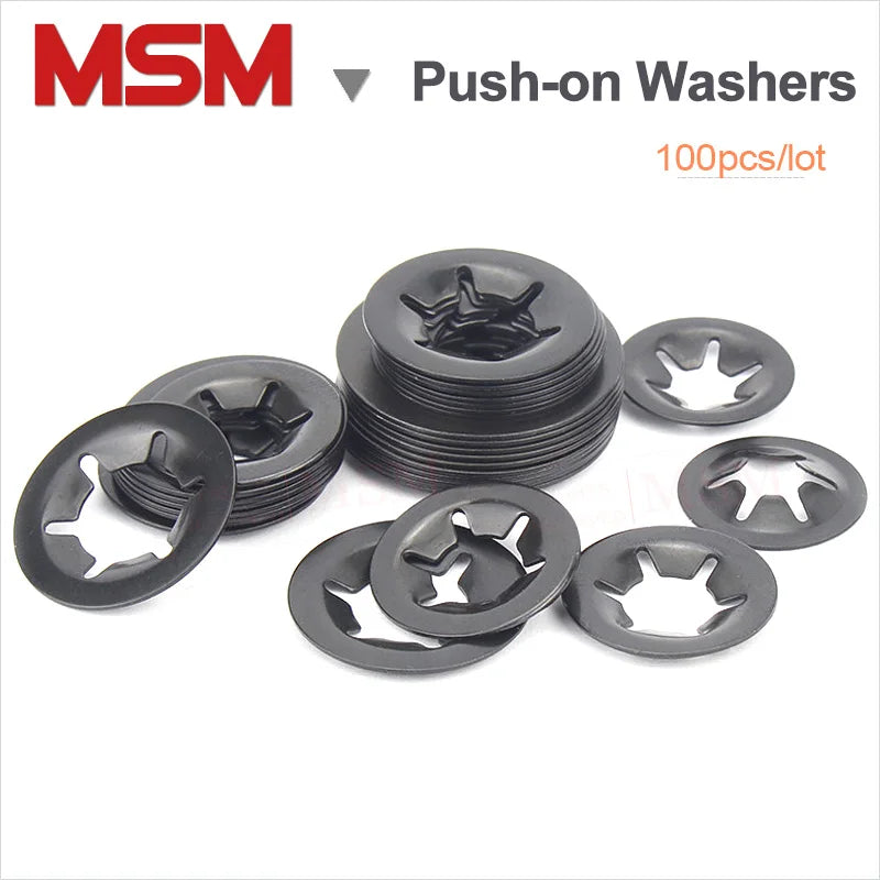 100PCS 65Mn Push-on Locking Washers Speed Clips Internal Tooth Spring Washers Starlock Nut M3 M4 M5 M6 M8 M10 M12 Bearing clamp