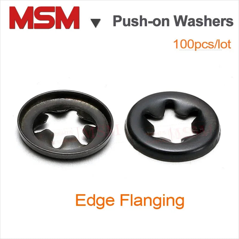 100PCS 65Mn Push-on Locking Washers With Edge Flanging M5 M6 M8 M12 Speed Clips Internal Tooth Spring Washers Starlock Nut