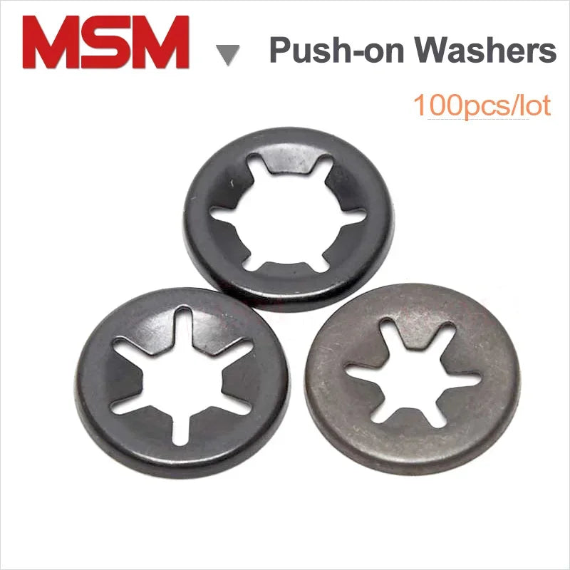 100PCS 65Mn Push-on Locking Washers With Edge Flanging M5 M6 M8 M12 Speed Clips Internal Tooth Spring Washers Starlock Nut