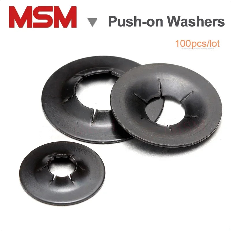100PCS Push-on Locking Washers With Dense Teeth M3 M4 M5 M6 M8 M10 M12 Speed Clips Internal Tooth Spring Washers Starlock Nut