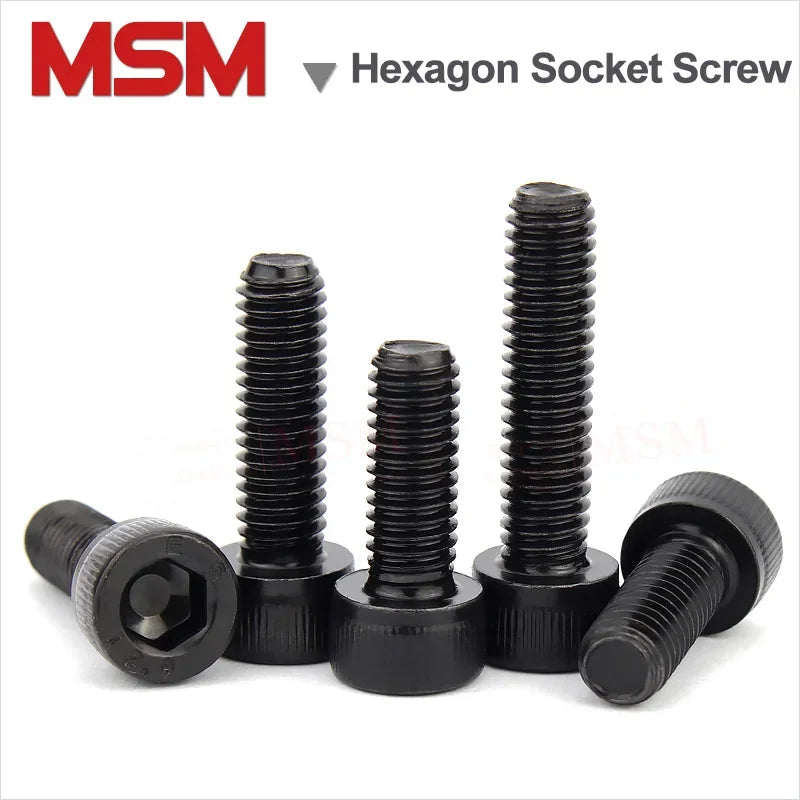 100Pcs Carbon Steel 12.9 Grade Hexagon Hex Socket Head Screw Allen Black Full Screw M1.4 M1.6 M2 M2.5 Length 3~20mm Mini Screws