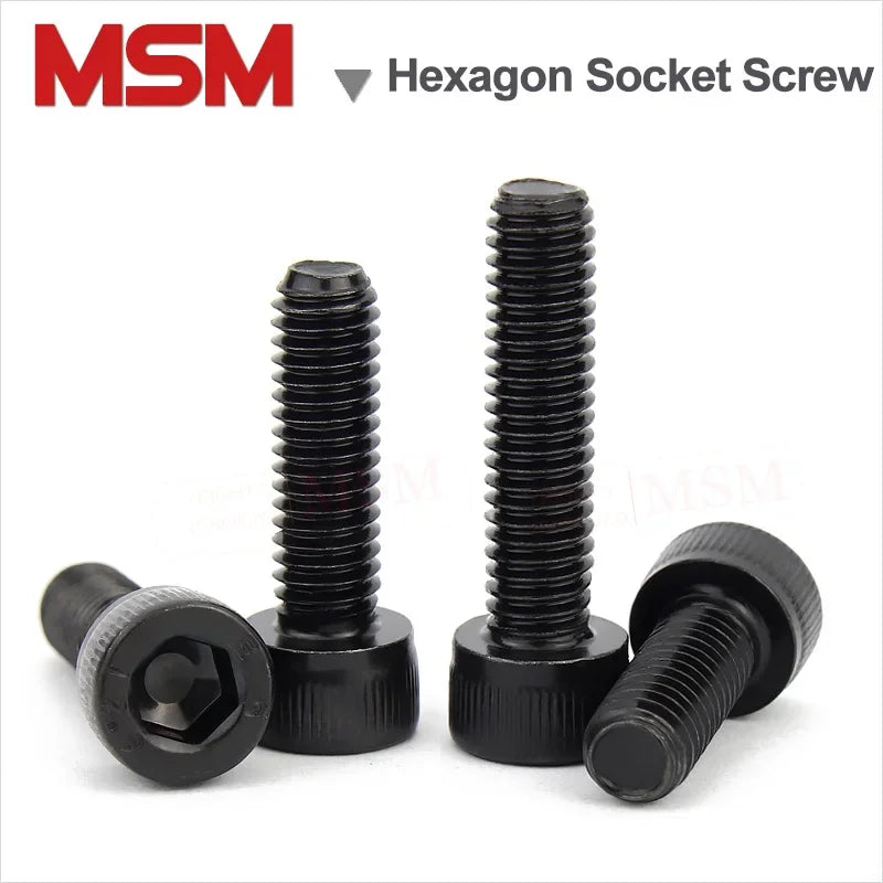 100Pcs Carbon Steel 12.9 Grade Hexagon Hex Socket Head Screw Allen Black Full Screw M1.4 M1.6 M2 M2.5 Length 3~20mm Mini Screws