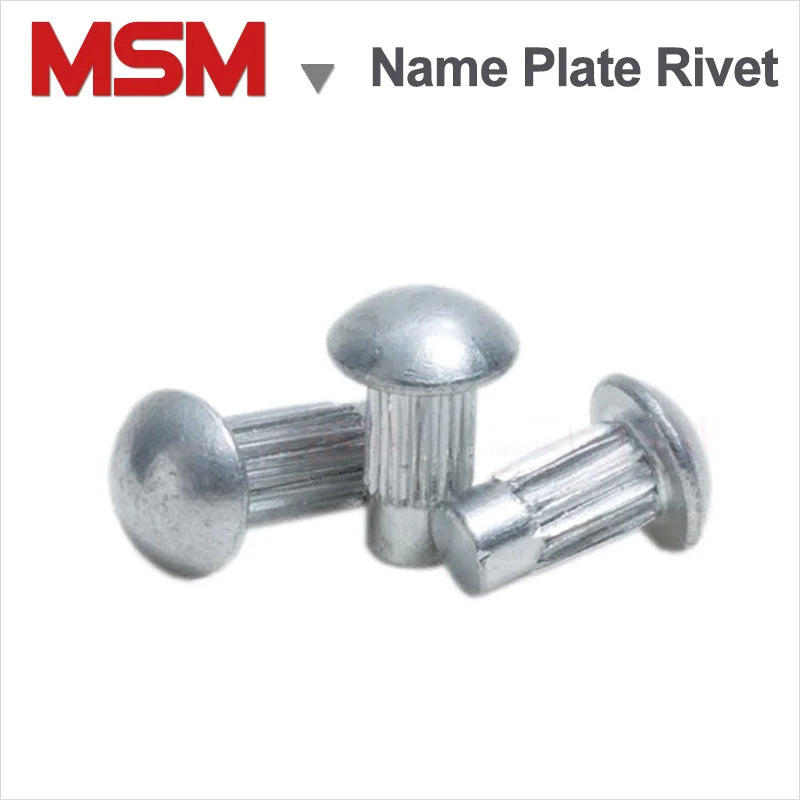 100Pcs Stainless Steel Name Plate Rivet Solid With Knurled Shank Label Plate Rivet Semi Button Round Head GB827 M1.6/2/3/4/5/6