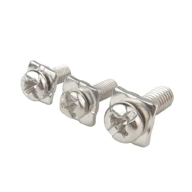 100pcs Carbon Steel Nickel Plated Cross Drive Pan Head Screw with Square Washer M3/3.5/4/5 Philip Terminal Block Screw Sem Screw