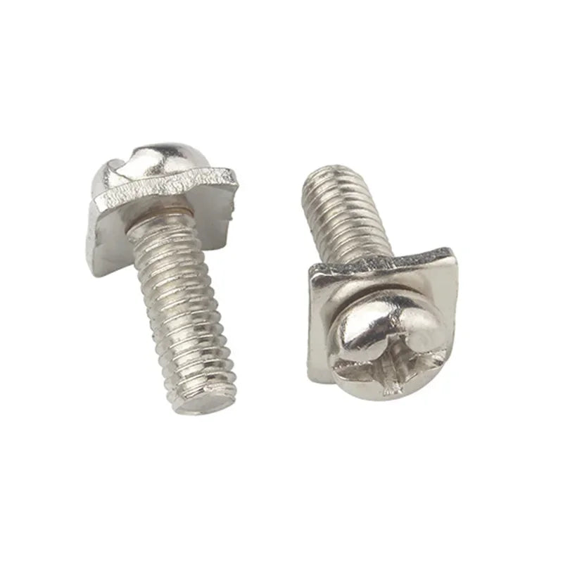 100pcs Carbon Steel Nickel Plated Cross Drive Pan Head Screw with Square Washer M3/3.5/4/5 Philip Terminal Block Screw Sem Screw