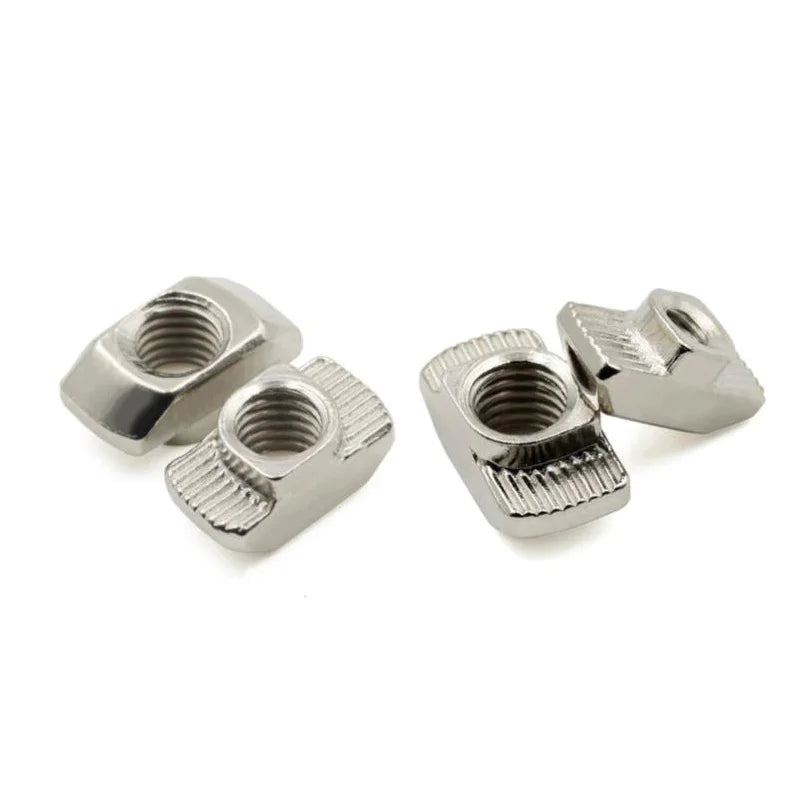 100pcs Nickel Plated T Nut M3/4/5/6 T Shape Drop in Sliding Nut for EU Profile 1515 2020 2525 3030 4040 4545 Series T-slot Nut