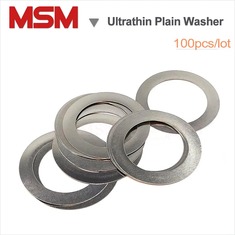 100pcs Stainless Steel Ultrathin Plain Washer Adjusting Gasket Ultrathin Flat Shim M3 M4 M5 M6 M8 Thickness 0.1 0.2 0.3 0.5mm
