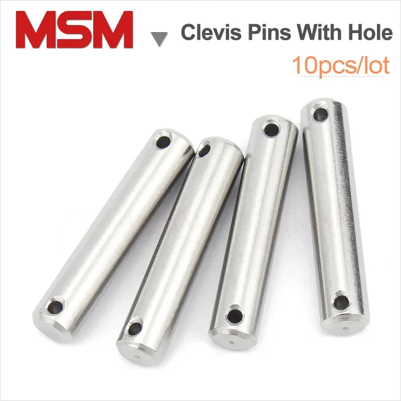 10PCS Stainless Steel Clevis Pins With Split Pin Hole at Double End Without Head Cylindrical Pin Locating Dowel Diameter 4/5/6/8