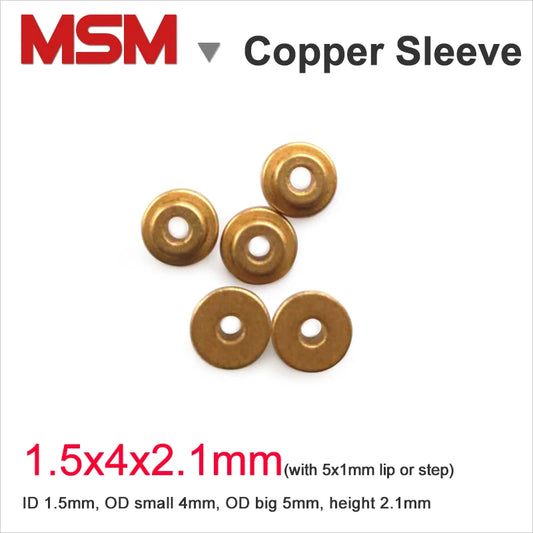 10pcs MSM Copper Sleeve 1.5mm Double Deck With Lip Copper Base Powder Metallurgic Oil Bushing Mini Rip Bearing Guide Step Sleeve
