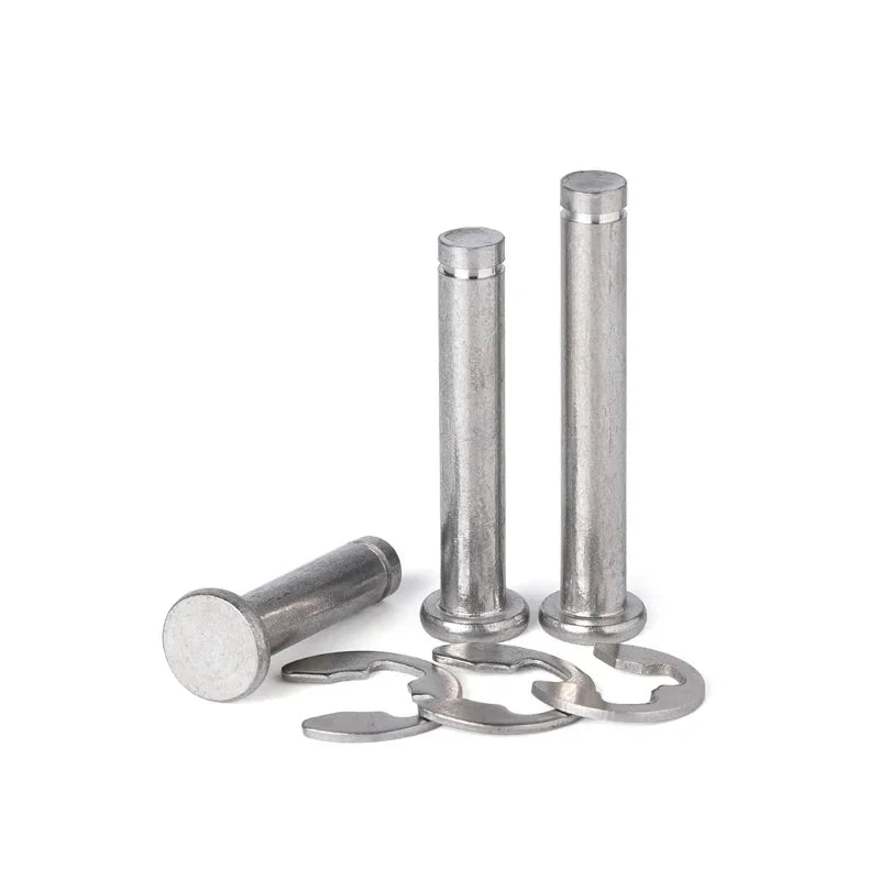 10pcs Stainless Steel Flat Head Pins with Circlip Groove M3 M4 M5 M6 Cylindrical Slotted Positioning Pin and Circlip Clevis Bolt
