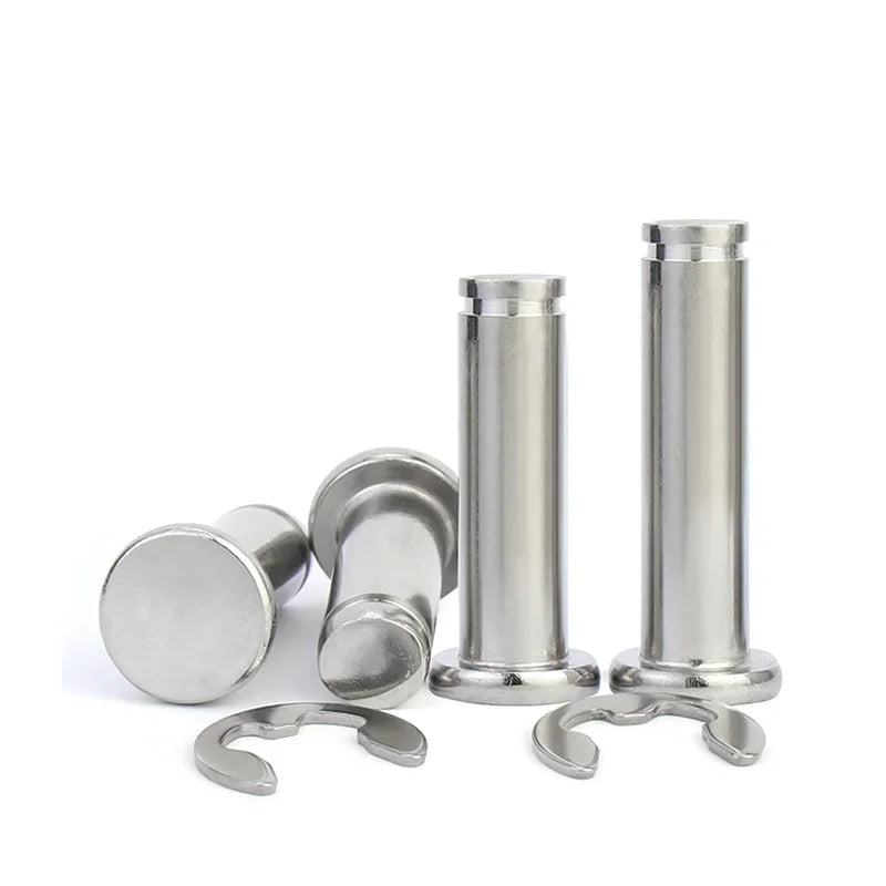 10pcs Stainless Steel Flat Head Pins with Circlip Groove M3 M4 M5 M6 Cylindrical Slotted Positioning Pin and Circlip Clevis Bolt