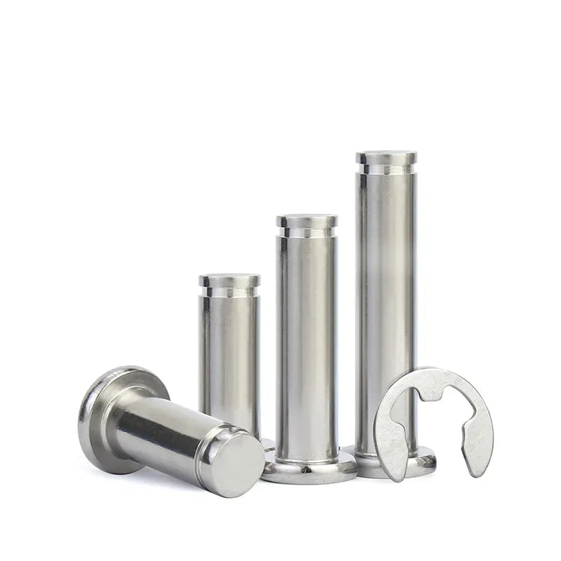 10pcs Stainless Steel Flat Head Pins with Circlip Groove M3 M4 M5 M6 Cylindrical Slotted Positioning Pin and Circlip Clevis Bolt