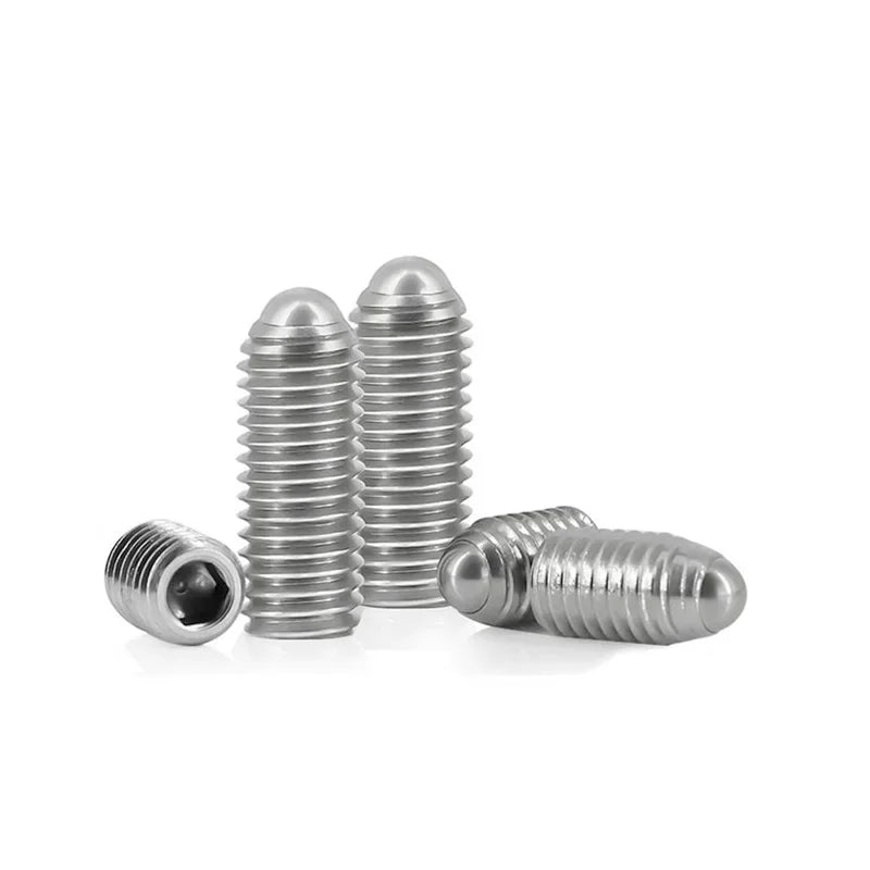 10pcs Stainless Steel Hex Socket Spring Ball Plunger Screw  Positioning Allen Grub Bolt Ball Point Set Screws  M3 M4 M5 M6