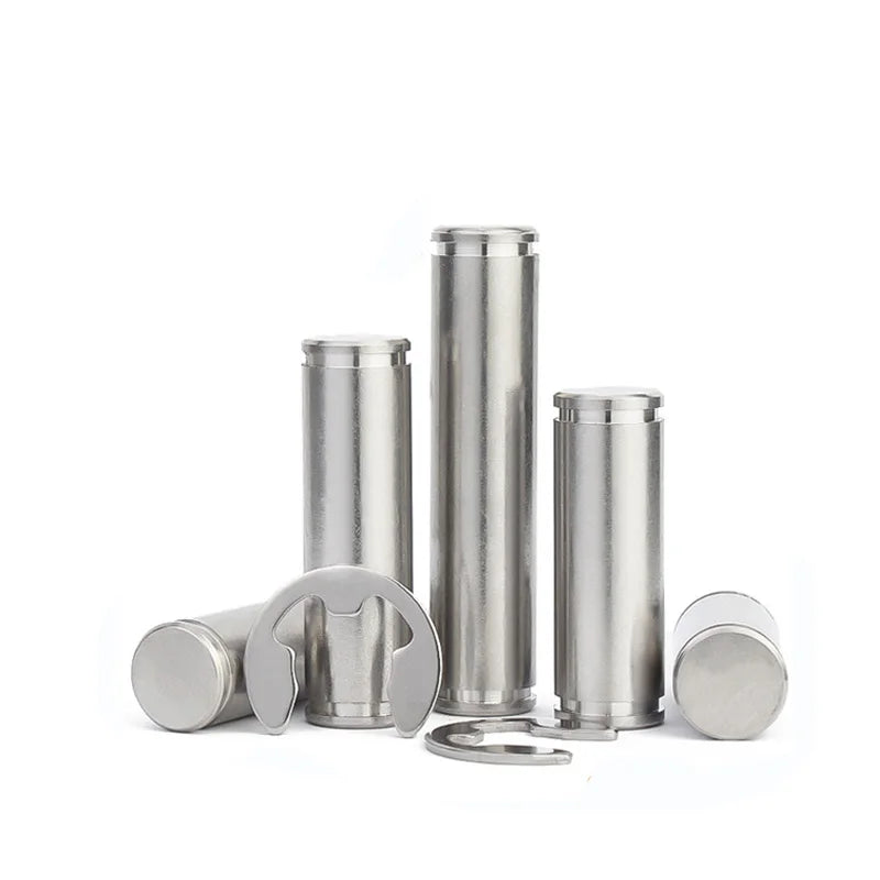 10pcs Stainless Two Head Grooved Shaft Plug with Retaining Ring Cylindrical Double Ends Grooved Pin Shaft with Circlip M8/10/12