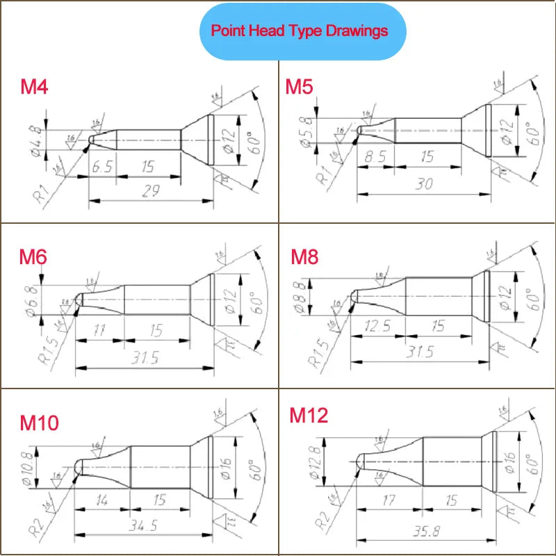 1pc KCF Welding Nut Electrode Positioning Pins for Mash Welder Spot/Point Welding Machine Round & Point Head M4 M5 M6 M8 M10 M12