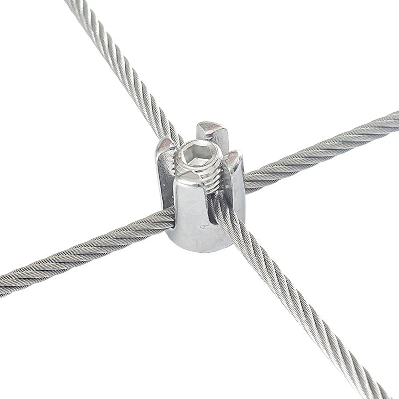 1pc Stainless Steel Slotted Collet for Wire Rope Cross Fitting Wire Rope Clip Locking Buckle Rope Cross Lock Clamp 2/3/4/5/6/8mm