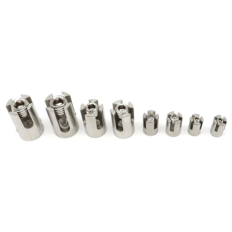 1pc Stainless Steel Slotted Collet for Wire Rope Cross Fitting Wire Rope Clip Locking Buckle Rope Cross Lock Clamp 2/3/4/5/6/8mm