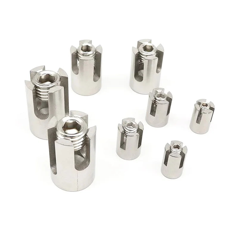 1pc Stainless Steel Slotted Collet for Wire Rope Cross Fitting Wire Rope Clip Locking Buckle Rope Cross Lock Clamp 2/3/4/5/6/8mm