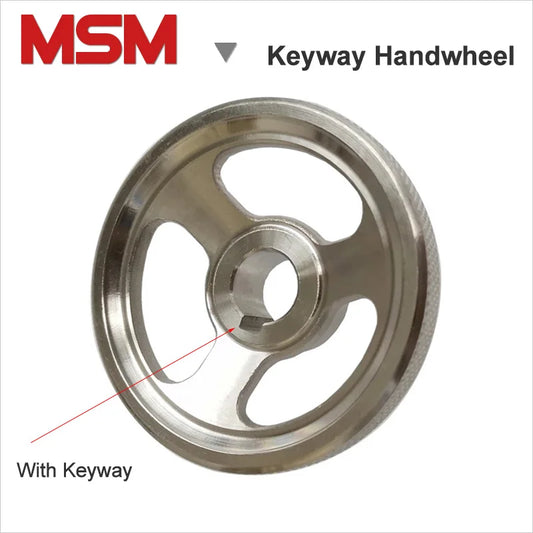 1pcs MSM Handwheel with Keyway Knurled Handle Stainless Steel Three Spokes Wheel for CNC Milling Machines