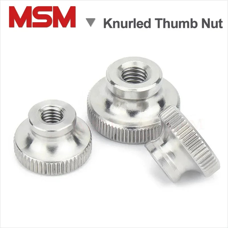 2/5/10 PCS M3 M4 M5 M6 M8 M10 M12 High Head Knurled Thumb Nut Stainless Steel Knurled Nut With Collar Blind/Through Hole