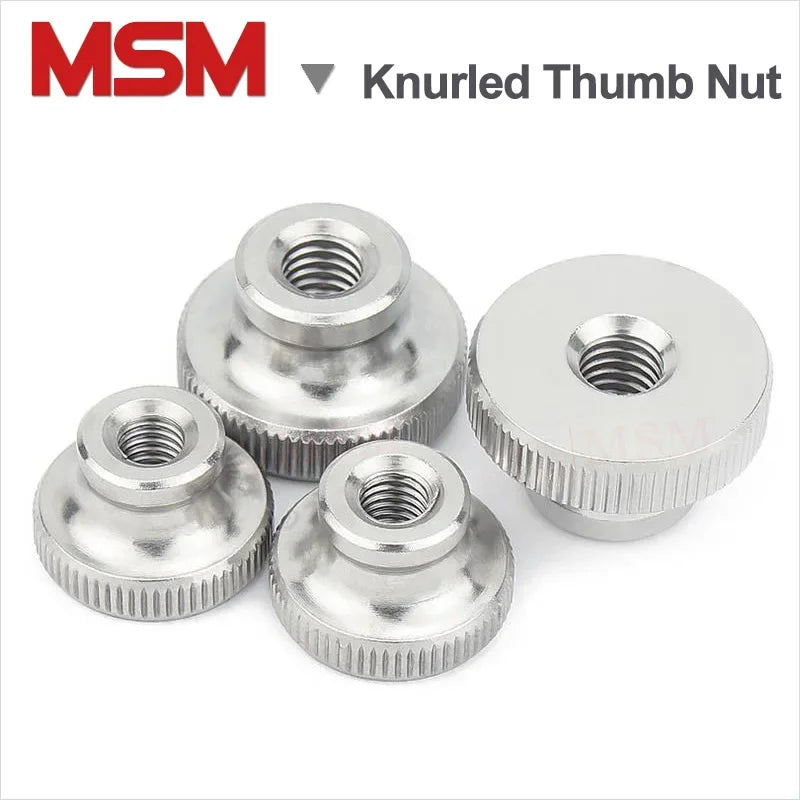 2/5/10 PCS M3 M4 M5 M6 M8 M10 M12 High Head Knurled Thumb Nut Stainless Steel Knurled Nut With Collar Blind/Through Hole