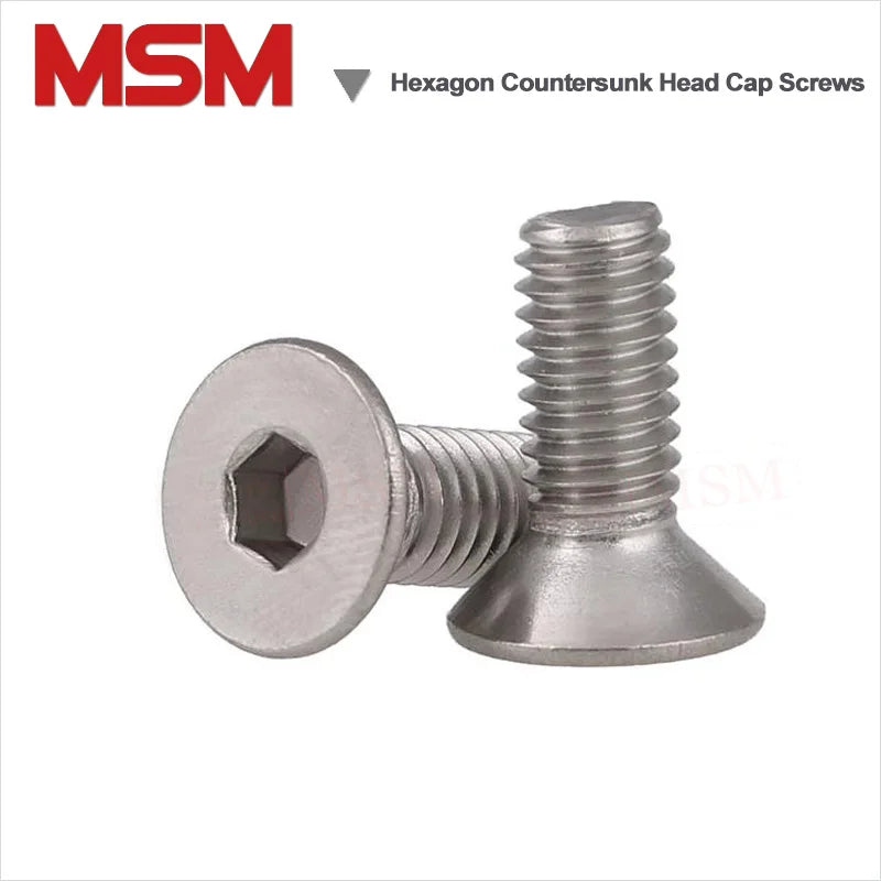 20/40/50/100 PCS Stainless Steel Hexagon Socket Countersunk Head Cap Screws DIN7991 Standard Metric Thread M2 M2.5 M3 M4