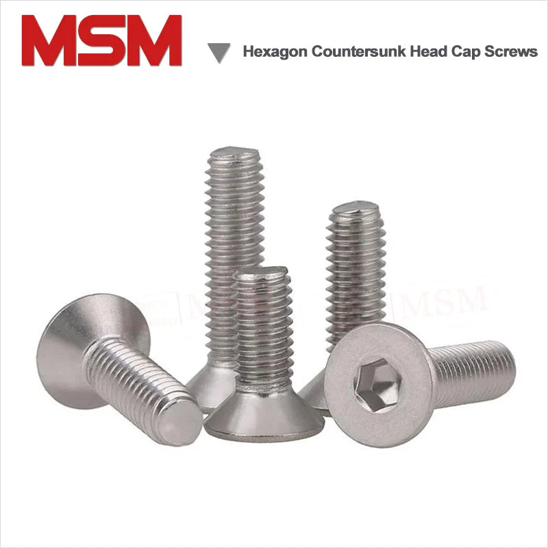20/40/50/100 PCS Stainless Steel Hexagon Socket Countersunk Head Cap Screws DIN7991 Standard Metric Thread M2 M2.5 M3 M4