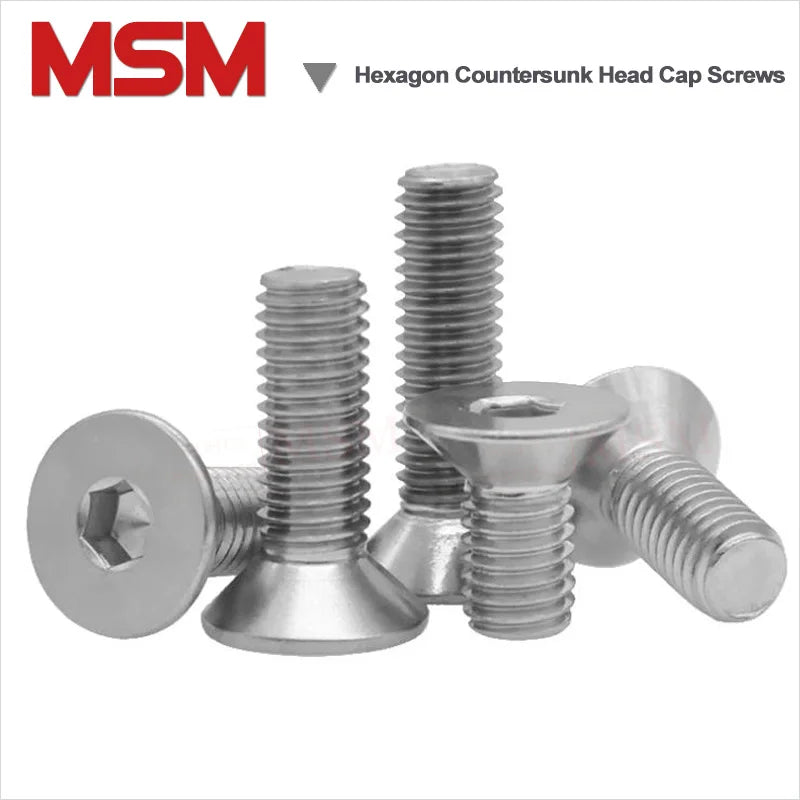 20/40/50/100 PCS Stainless Steel Hexagon Socket Countersunk Head Cap Screws DIN7991 Standard Metric Thread M2 M2.5 M3 M4