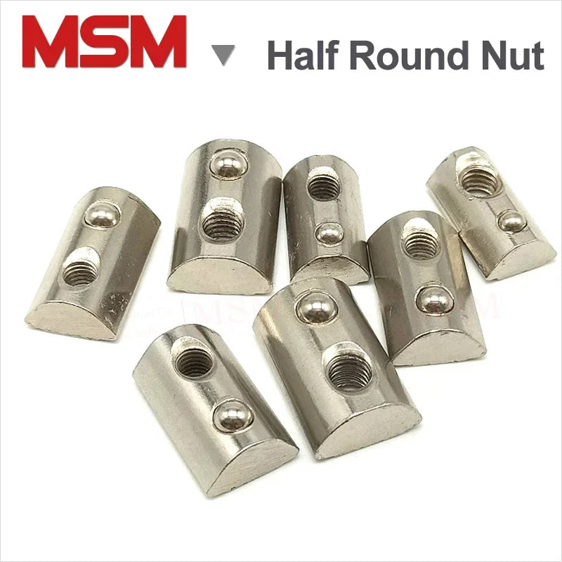 20/50/100PCS Nickel Plated Half Round Elasticity Ball Spring Nuts For Aluminium Extrusion Profile 2020 3030 4040 4545 M3/4/5/6/8